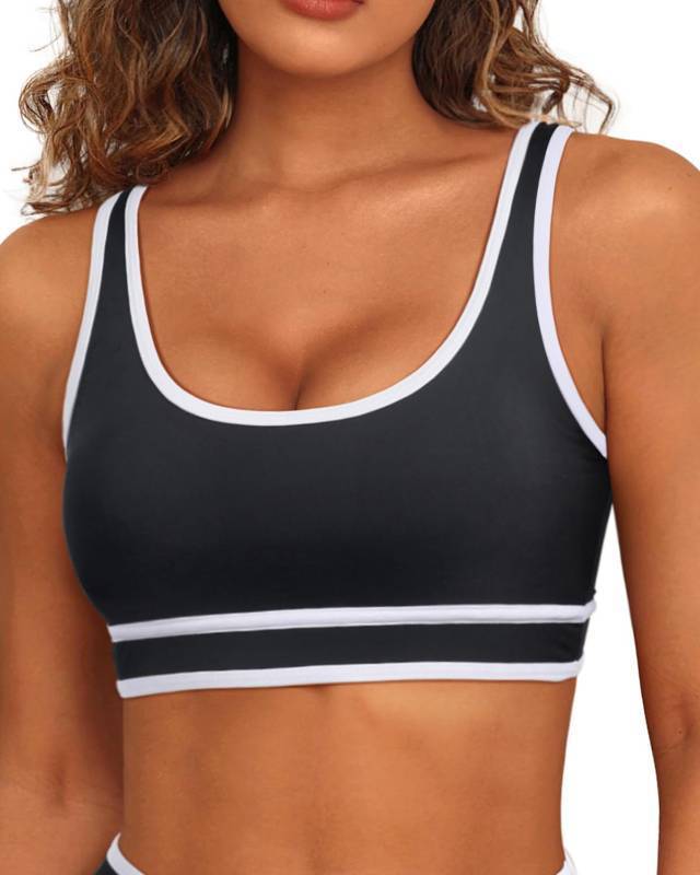 lot 29010 image: Black Women Sports Bra Bikini Top Athletic Bathing Suit Swimsuit Top for Teen Girls S - Retail $20