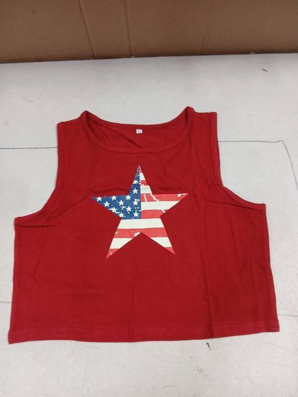 lot 29030 image: Womens Red Patriotic Star Crop Tank Large
