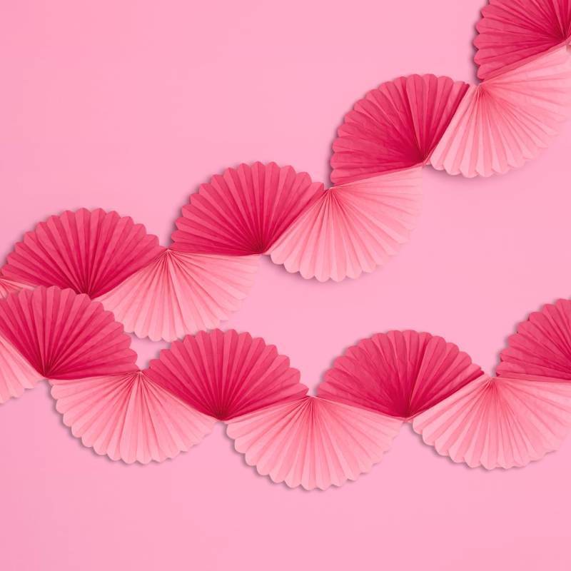 lot 31100 image: xo, Fetti Pink Paper Fan Garland - 6 Ft.  3D Bachelorette Party Decorations, Birthday Party Supplies, Pink Preppy HBD, Baby Shower - Retail $18