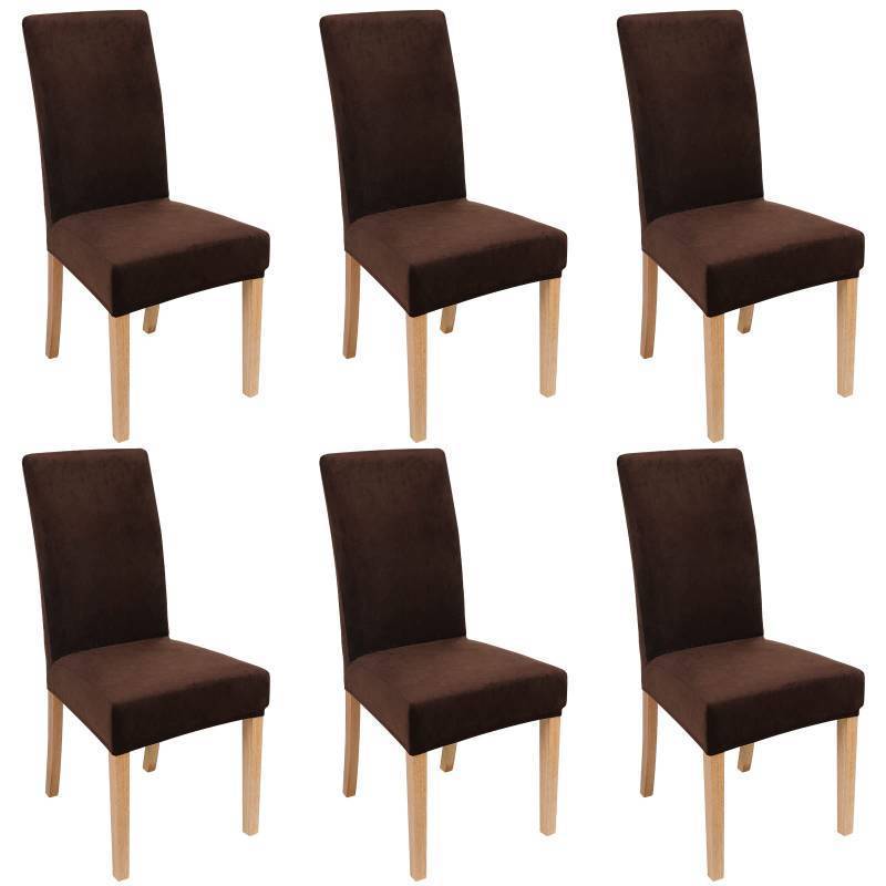 lot 23268 image: Smiry Velvet Stretch Dining Room Chair Covers Set of 6, Soft Removable Washable Chair Slipcovers Kitchen Parsons Chair Protector, Coffee - Retail $49