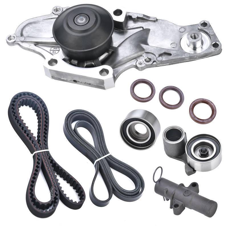lot 24725 image: Nakuuly Timing Belt Kit with Water Pump Compatible with 2003-2018 Honda Accord Crosstour Odyssey Pilot Ridgeline MDX RDX RL TL TSX ZDX Saturn Vue 3.0L 3.5L 3.7L Replaces TKH002 TCKWP329 19200-RDV-J01 - Retail $83