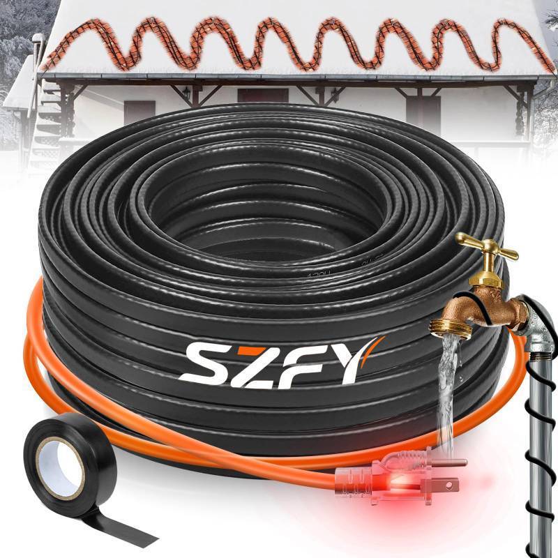 lot 31911 image: 3FT Heat Tape for Water Pipes, -40°F Deicing Cable,Pipe Heating Cables for Roof,Gutter Farm Freeze Protetion Heat Trace Cable, Heated Water Hose,Plumbing Fixtures,120V 5WFT - Retail $24