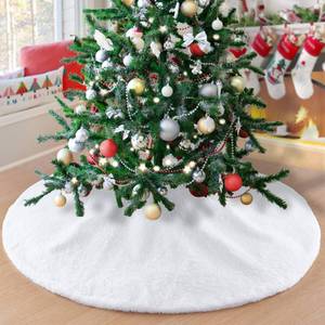 lot 65 image: Large Tree Skirt 48 inch White Christmas Tree Skirts Faux Fur Christmas Skirt Tree - Retail $19