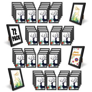 lot 100 image: YOUKE OLA Set of 72 Picture Frame Bulk Photo Frames Wall Mounting Simple Photo Frames Picture Frames for Wall or Tabletop, Black 4x6 Inch - Retail $56