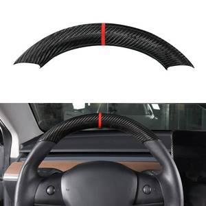 lot 126 image: for JSWAN Carbon Fiber Steering Wheel Embedded Cover for Tesla Model 3 (2017 to 2023) Model Y (2019 to 2024) Interior Modification Steering Cover (Bright Black Upper Part) - Retail $68