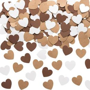 lot 135 image: Brown Kraft Tan and Ivory Cream Heart Paper Confetti Table Decoration for Neutral Baby Shower Birthday Vintage Wedding Engagement Party,1.2 inch in Diameter, 75 Counts - Retail $8