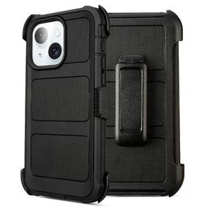 lot 146 image: Compatible with Defender iPhone 15 Case with Clip,Holster with Kickstand,for Heavy Duty iPhone 15 Phone Case Rugged 2 Layers of Sturdy,Anti-Drop for Phone Case iPhone 15Case Protective(Black) - Retail $25