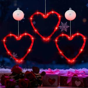 lot 156 image: Artmag 3 Pcs Valentines Day Window Lights Decorations with Timer, Heart Shaped Silhouette Battery Powered Hanging Led Lamp for Valentines Day Lover Home Decor Red - Retail $9