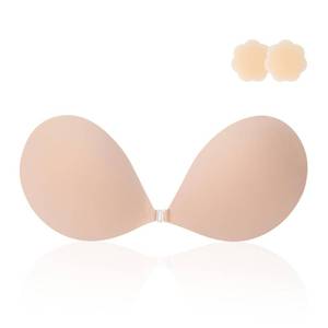 lot 175 image: LAZYROSY Sticky Invisible Push up Silicone BraPush up Strapless Ultra Adhesive Bra Invisible Backless Bra Multiple Colors Sizes Reusable for Women Cream C Cup - Retail $15