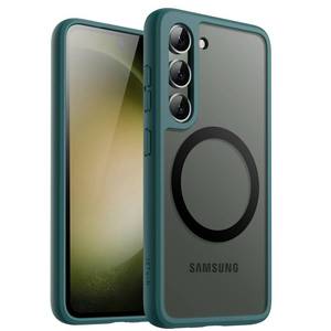 lot 236 image: JETech Magnetic Case for Samsung Galaxy S23  S23 Plus 5G 6.6-Inch, Compatible with MagSafe, Translucent Matte Back Shockproof Phone Cover (Midnight Green) - Retail $10