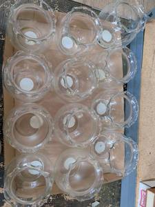 lot 31 image: Clear Glass Coffee Tea Cup Set with Scalloped Edge Design