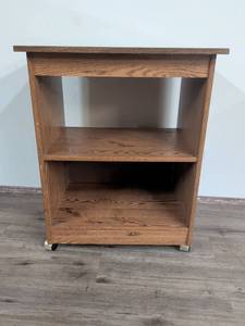 lot 43 image: Wood Rolling Cart with Open Shelves
