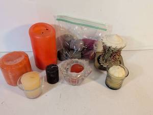 lot 106 image: Mixed Candle Collection with Holders