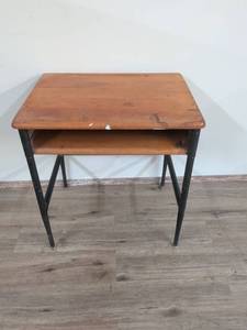 lot 185 image: Industrial School Desk with Metal Frame