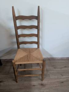 lot 189 image: Wood Ladder Back Chair with Rush Seat