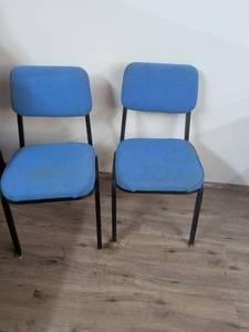 lot 197 image: Blue Upholstered Metal Frame Dining Chairs Set of 2