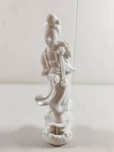 lot 111 image: White Porcelain Guanyin Figurine with Staff