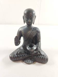 lot 114 image: Bronze Buddha Statue with Incense Bowl