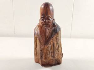 lot 120 image: Hand Carved Wooden Asian Wise Man Figure