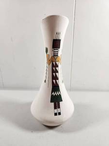 lot 130 image: Mary Saxon Native American Kachina Dancer Ceramic Pitcher Vase Signed
