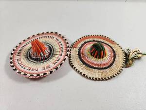 lot 143 image: Handwoven Native American Style Decorative Hats