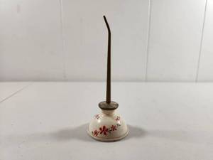 lot 152 image: Antique Small Oil Can with Floral Pattern