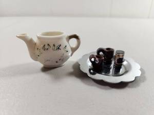 lot 155 image: Miniature Ceramic Tea Set with Floral Design and Cups