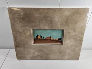 lot 188 image: Framed Tuscan Countryside Landscape Painting with Buildings and Cypress Trees