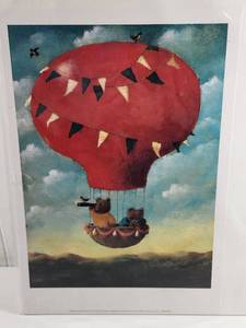 lot 189 image: Stephen Mackey Teddy in Hot Air Balloon Art Print
