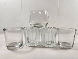 lot 209 image: Mixed Glass Drinkware Set with Double Crystal Bowls