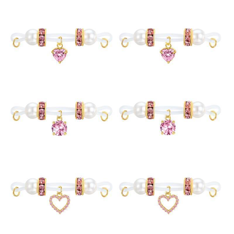 lot 36473 image: Fake Nipple Rings Non Piercing Nipple Jewelry Bells Dangle Heart Adjustable Nooses Faux Nipple Piercing Cute Body Jewelry - Retail $9