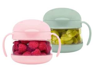 lot 63103 image: Snack Containers for Kids & Toddlers, BPA-Free Tritan Spill-Proof Toddler Snack Cups, Portable Travel Food Storage, Summer Essentials for Kids, Sage Green & Blush Pink (broken piece) - Retail $15