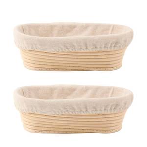 lot 63108 image: Bread Proofing Baskets Set of 2 10 inch Oval Shaped Dough Proofing Bowls wLiners Perfect for Professional & Home Sourdough Bread Baking - Retail $24