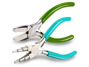 lot 63114 image: 2 Pieces Jewelry Making Tool Bail Making Pliers 6 in 1 Jewelry Pliers Wire Bending Pliers for Beading Looping Shaping Wire DIY Crafts - Retail $8