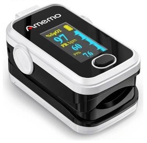 lot 63128 image: Pulse Oximeter, OLED Display Oxygen Monitor Fingertip, Blood Oxygen Saturation Monitor(SpO2) with Carrying Case,Silicone Cover - Retail $15