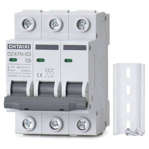lot 63129 image: AC Miniature Circuit Breaker 6 Amp 480V 3 Pole DIN Rail Mount - Retail $15