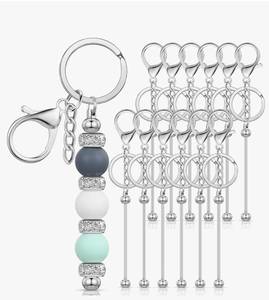 lot 63134 image: 12 Piece Beaded Metal Keychain Set for DIY Crafts - Retail $8