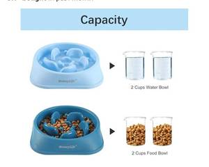 lot 63143 image: Slow Feeder Dog Bowls 2 Pack Anti-Choking Puzzle Food Dishes - Retail $15
