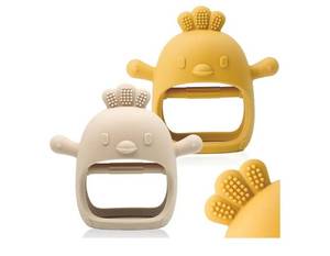 lot 63147 image: 2 Pack Baby Teething Toy Silicone Teething Mitten for Babies Over 3 Months Anti Dropping Wrist Hand Teethers Baby Chew Toys for Sucking Needs, BPA Free - Retail $8
