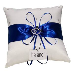 lot 63151 image: 7.8 Satin Double Hearts Decoration Wedding Ring Bearer Pillow (Blue) - Retail $10