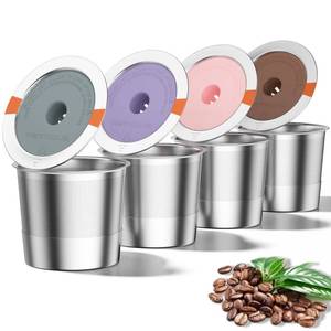 lot 63152 image: RETHONE K Cup Reusable Coffee Pods, Stainless Steel Reusable K Cups Coffee Filter Compatible with Keurig 1.0 & 2.0 Coffee Makers BPA-Free Refillable Coffee Filters (4 Pack) - Retail $18