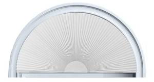 lot 63174 image: Arch Window Shade Blackout Cellular Shades Half Circle Moon Window Covering No Drill Honeycomb Cordless Blinds for Indoor Window Room Darkening Easy Install Light Blocking Blinds (1, White, 36x18inch) - Retail $25