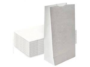 lot 63183 image: Concession Essentials 4lb White Paper Bags - Pack of 150ct. White Paper Lunch Bags. Great for Holiday Cookie Bags and Arts and Crafts., (CEwhite4lbPaperBag-150CT) - Retail $7