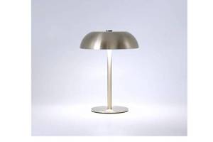 lot 63186 image: Portable LED Mushroom Table Lamp, 8.46 Metal Small Cordless Desk Night Light with 5200mAh Rechargeable Battery, Stepless Dimming Lamp with 3 Colors for BedroomBarCoffee Shop (Silver) - Retail $25