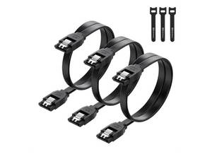 lot 63189 image: Cable Matters 3-Pack Straight SATA Cable - 18 Inch, SATA III 6Gbps Data Cable for SSD, HDD, CDDVD Drives, Hard Drive, Optical Drive, Gaming PC, Desktop, Motherboard, Black - Retail $4