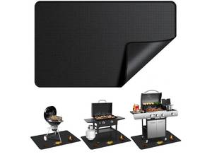 lot 63193 image: Large 90 x 48 inch Under Grill Mats for Outdoor Grill, Double-Sided Fireproof Deck Patio Protector Mat, Waterproof Oil-Proof BBQ Floor Pad Indoor Fire Pit Fireplace Mat - Retail $25