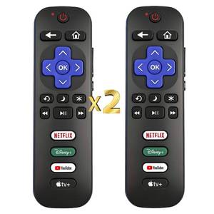 lot 63209 image: Replacement for Roku TV Remote Control, (Pack of 2), wNetflix, Disney, YouTube and Apple TV Button, 1 Year Warranty (1 pcs only) - Retail $9