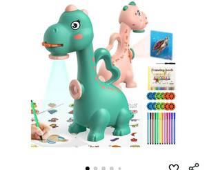 lot 63228 image: Dinosaur Drawing Projector Toys for Ages 5-7 KETIEE Tracing and Drawing Projector for Kids with Two Projector Heads, Smart Art Sketcher Projector with 96 Stencils, Toddler Toys for Boys (Pink) - Retail $25