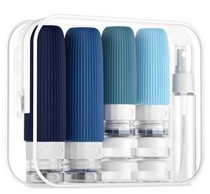 lot 63231 image: 16 Pack Travel Bottles Set, TSA Approved Leak Proof Silicone Squeezable Containers for Toiletries, Refillable Travel Accessories for Conditioner, Shampoo, Lotion & Body Wash Accessories - Retail $15