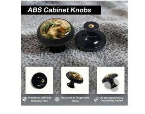 lot 63241 image: 4 Pack Bunny with Carrots Cabinet Knobs Round Drawer Pulls Black (bunny different) - Retail $14